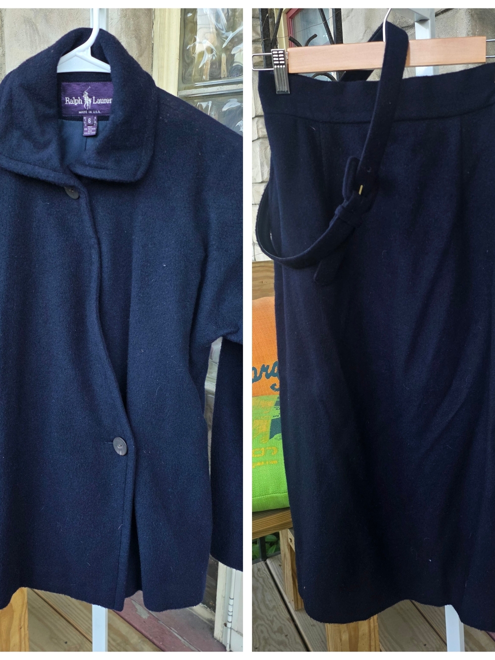 Ralph Lauren Women's Navy Wool Coat and Skirt Set